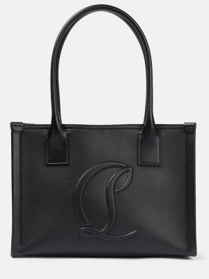 Usnjena nakupovalna torba Christian Louboutin črna