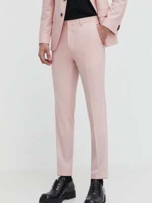 Шерстяные брюки Hugo розовые