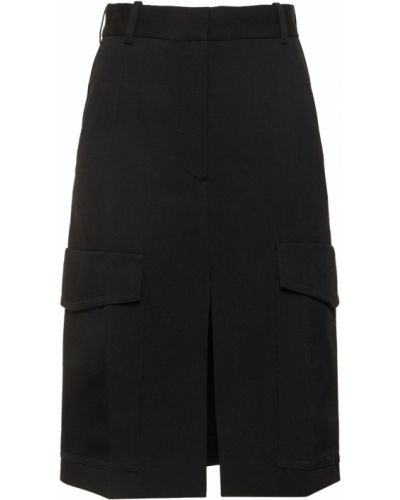 Vlněné midi sukně Victoria Beckham černé