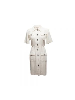 Lniana sukienka Saint Laurent Vintage biała