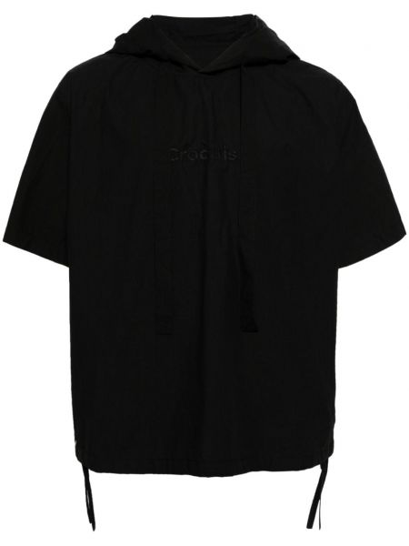 T-krekls ar izšuvumiem ar kapuci Croquis melns