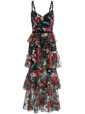Φλοράλ κοκτέιλ φόρεμα με σχέδιο Marchesa Notte μαύρο