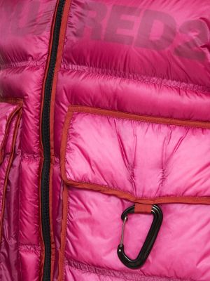 Prešívaná priehľadná nylónová páperová bunda Dsquared2 ružová