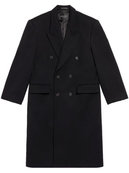 Μάλλινο παλτό Balenciaga μαύρο