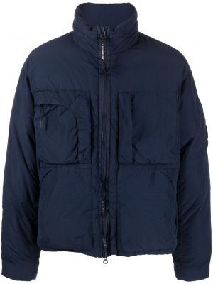 Péřová bunda na zip C.p. Company modrá