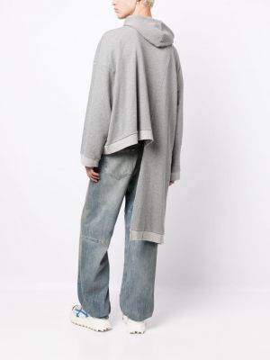 Asymetrická bavlněná mikina s kapucí na zip Natasha Zinko šedá