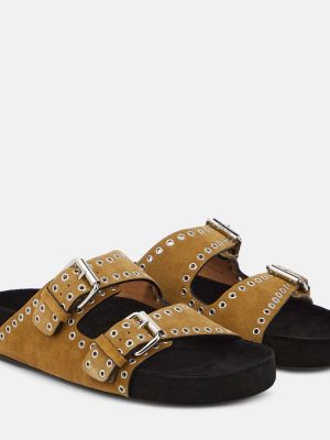 Sandale din piele de căprioară cu nasturi Isabel Marant maro