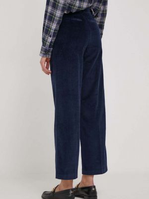 Pantaloni cu talie înaltă de catifea cord de catifea United Colors Of Benetton albastru