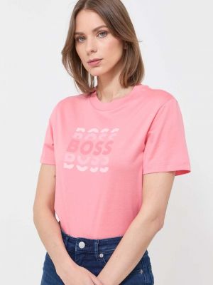 Памучна тениска Boss розово