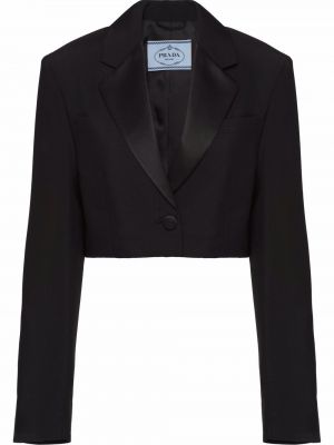 Укороченная куртка атласная Prada, черная