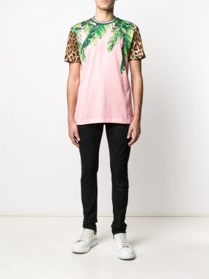 Camiseta con estampado animal print con estampado tropical Dolce & Gabbana