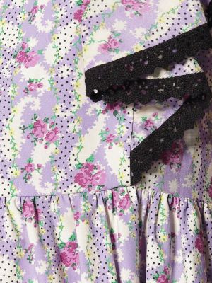 Bombažna midi obleka s cvetličnim vzorcem Marc Jacobs vijolična