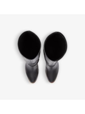 Кружевные кожаные ботинки на каблуке Lk Bennett черные