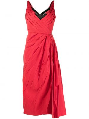 Копринена вечерна рокля с драперии Alexander Mcqueen червено