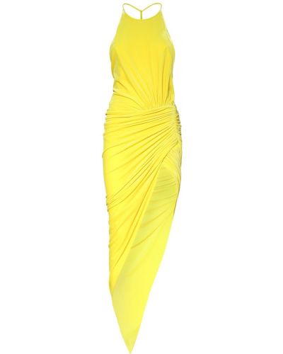 Zamatové midi šaty Alexandre Vauthier žltá