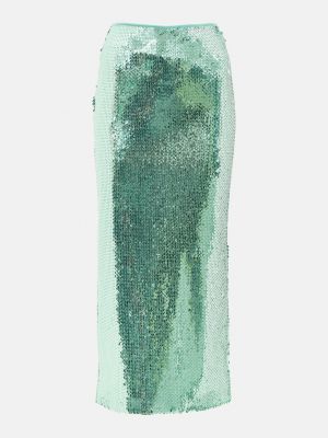 Зеленая юбка миди с пайетками David Koma