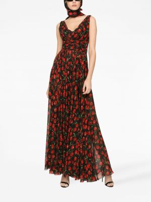Abendkleid mit print mit plisseefalten Dolce & Gabbana