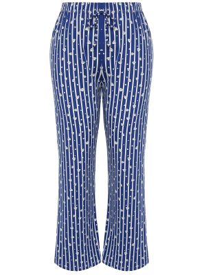 Pletené pruhované pyžamo Trendyol modrá