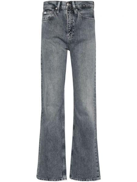 Džínsy s rovným strihom s vysokým pásom Calvin Klein Jeans sivá