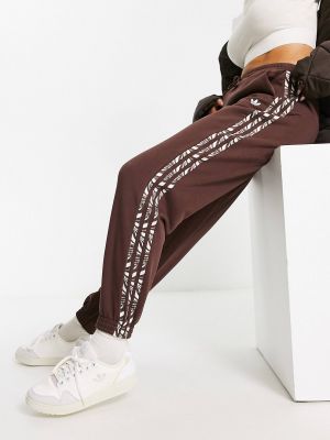 Джоггеры с принтом Adidas Originals коричневые
