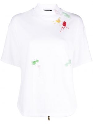 T-shirt avec perles en coton à imprimé Undercover blanc