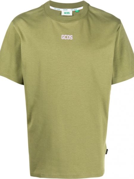 Raštuotas marškinėliai apvaliu kaklu Gcds žalia