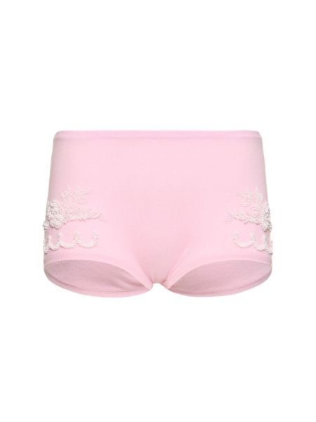 Pantalones cortos con bordado de punto Versace rosa
