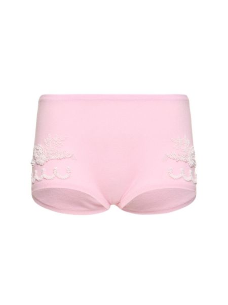 Shorts med broderi Versace rosa