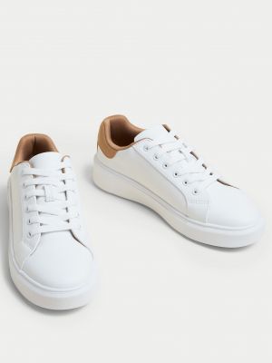 Кроссовки на шнуровке чанки Marks & Spencer белые