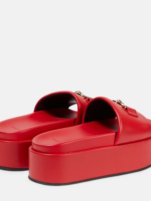 Slides di pelle con platform Versace rosso