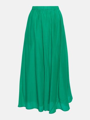 Aksamitna jedwabna długa spódnica bawełniana Velvet zielona