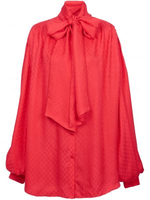 Жакардова копринена риза Balmain червено