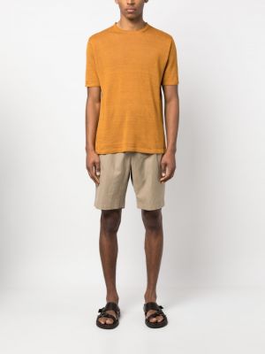 Lněné tričko Roberto Collina oranžové