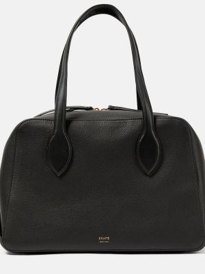 Kožená nákupná taška Khaite čierna