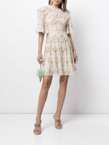 Mini vestido con bordado de flores Needle & Thread