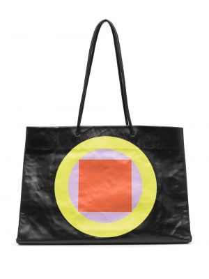 Geantă shopper cu imagine cu imprimeu geometric Medea negru
