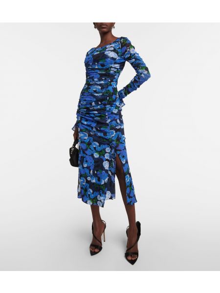 Платье миди с принтом с сеткой Diane Von Furstenberg синее