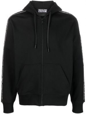 Kapučdžemperis ar rāvējslēdzēju ar apdruku Versace Jeans Couture melns