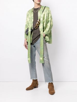 Camisa de raso de flores de tejido jacquard Cool T.m verde
