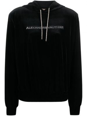 Βελούδινος φούτερ με κουκούλα Alexandre Vauthier μαύρο