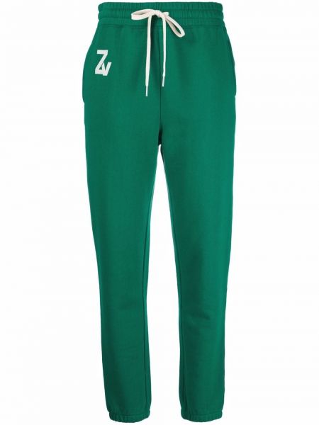 Памучни спортни панталони с принт Zadig&voltaire зелено