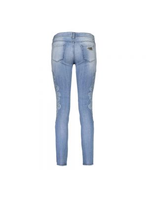 Haftowane jeansy skinny Just Cavalli niebieskie