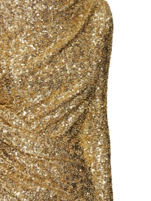 Sukienka midi z cekinami drapowana Michael Kors Collection złota