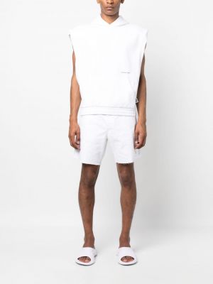 Bluza z kapturem bez rękawów z nadrukiem Calvin Klein Jeans biała