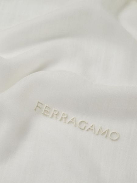 Kašmírový šátek s výšivkou Ferragamo bílý