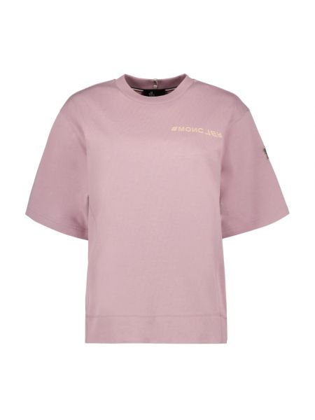 Oversize t-shirt mit rundem ausschnitt Moncler pink