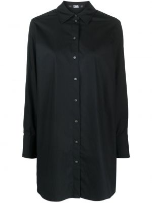 Βαμβακερό πουκάμισο με σχέδιο Karl Lagerfeld μαύρο