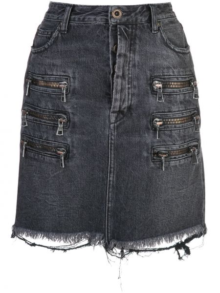 Džínová sukně na zip s páskem Unravel Project - černá