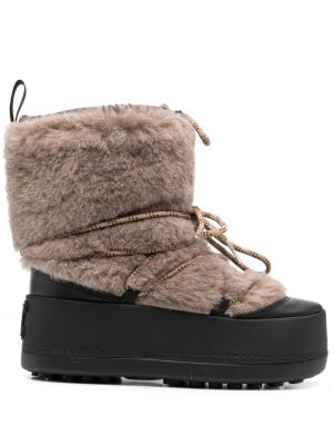 Зимни обувки за сняг с връзки на платформе с дантела Max Mara кафяво