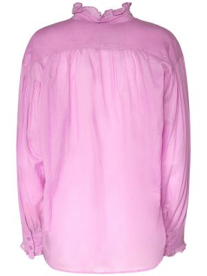 Camisa de algodón con volantes Marant Etoile rosa